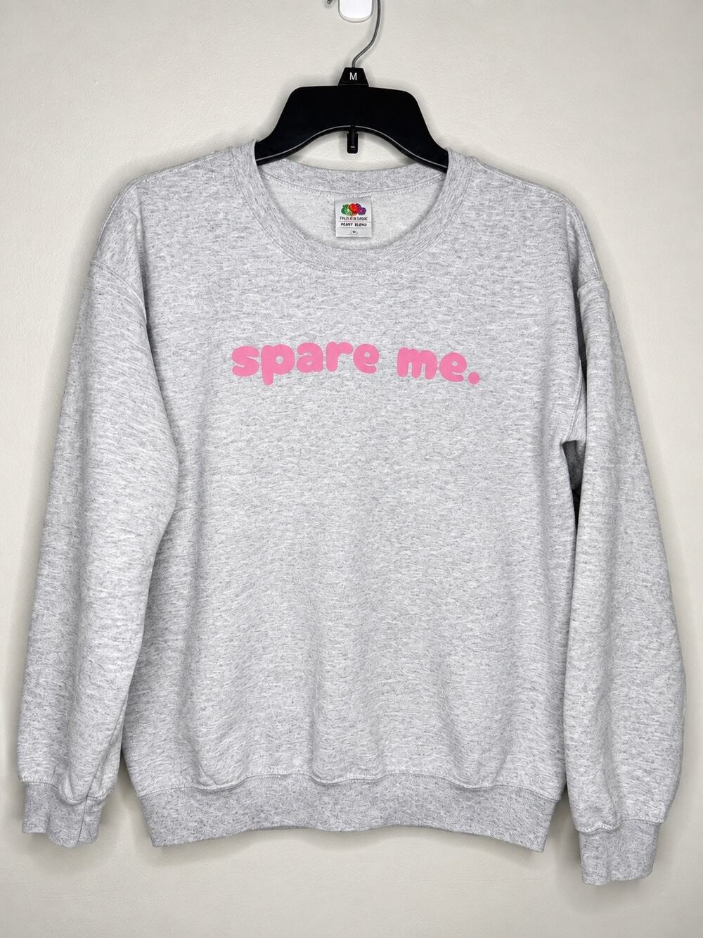 Ink Wave “Spare Me” Gray Crewneck Sweatshirt Pink Graphic Size Medium